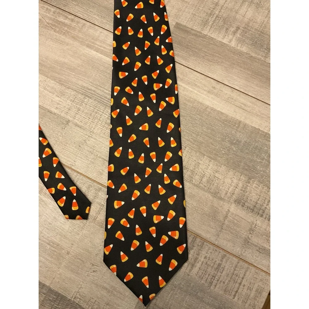 Candy Corn Black Halloween Neck Tie‎